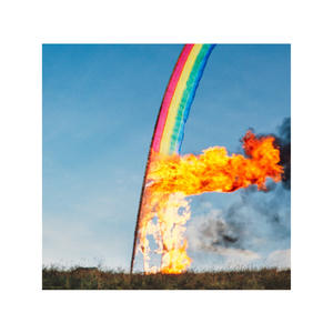 Sigur Rós - ÁTTA Cover art of Sigur Rós' ÁTTA.
It depicts a large rainbow beach flag that is on fire.
The fire was started from the bottom.