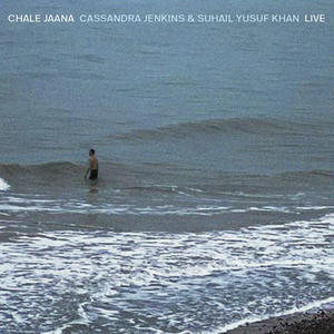 Cover art of Cassandra Jenkins & Suhail Yusuf Khan's live album Chale Jaana.
It depicts a man standing in the sea.
A small part of the beach is visible.