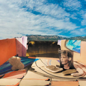 Jenny Hval - Classic Objects Cover art of Jenny Hval's Classic Objects.
In the foreground are a picture of Jenny and some rocks, surrounded by some cardboard.
In the background are mountains and a lightly clouded sky.