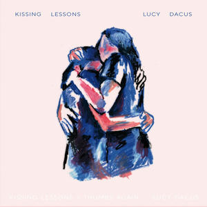 Cover art of Lucy Dacus' Kissing Lessons.
It depicts two drawn women in a strong embrace.
The background is a pastel pink.