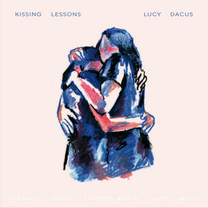 Cover art of Lucy Dacus' Kissing Lessons.
It depicts two drawn women in a strong embrace.
The background is a pastel pink.