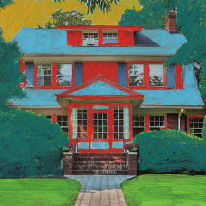 Pinegrove - Montclair (Live at the Wellmont Theater) Cover art of Pinegrove's Montclair (Live at the Wellmont Theater).
I'ts a painting of a house, with blue roofs and red walls.
There is a short walkway up to the porch, and the house is surrounded by trees and bushes.